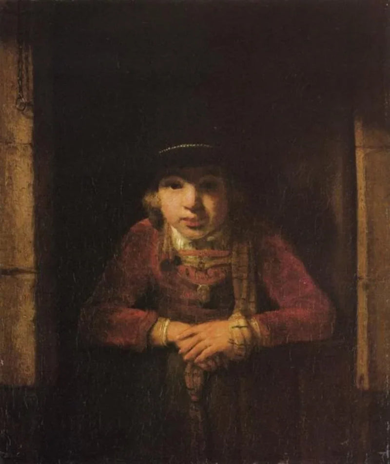 Garçon regardant par la fenêtre - Samuel van Hoogstraten