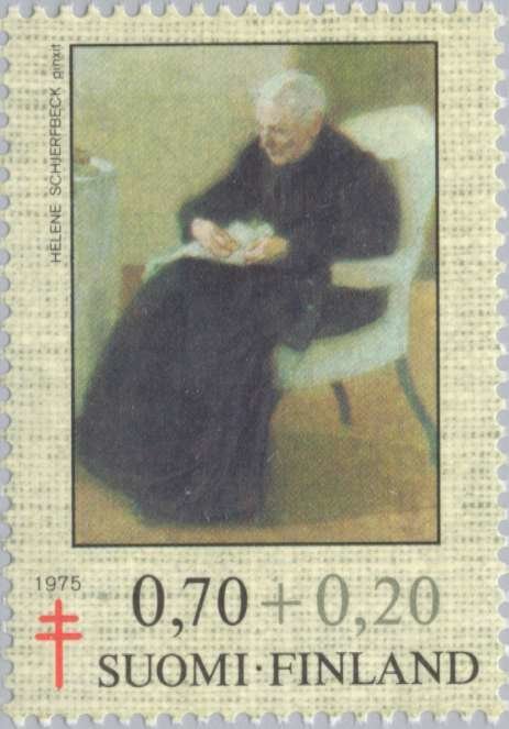 Stamp of Finland - 1975 - Colnect 46753 - At House - painted by Helene Schjerfbeck 1862-1946 - Helene Schjerfbeck