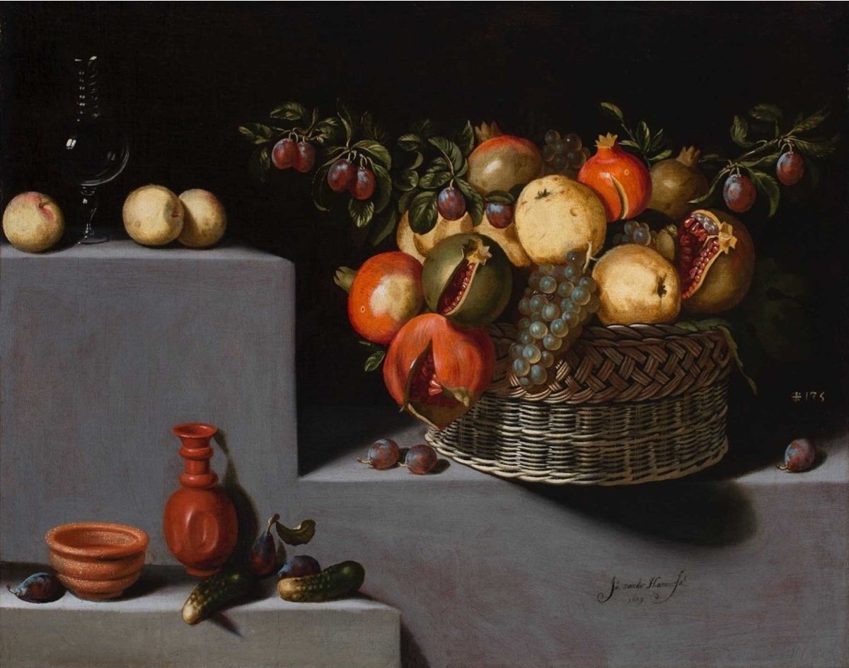 Nature morte avec panier et pots en terre cuite - Juan van der Hamen