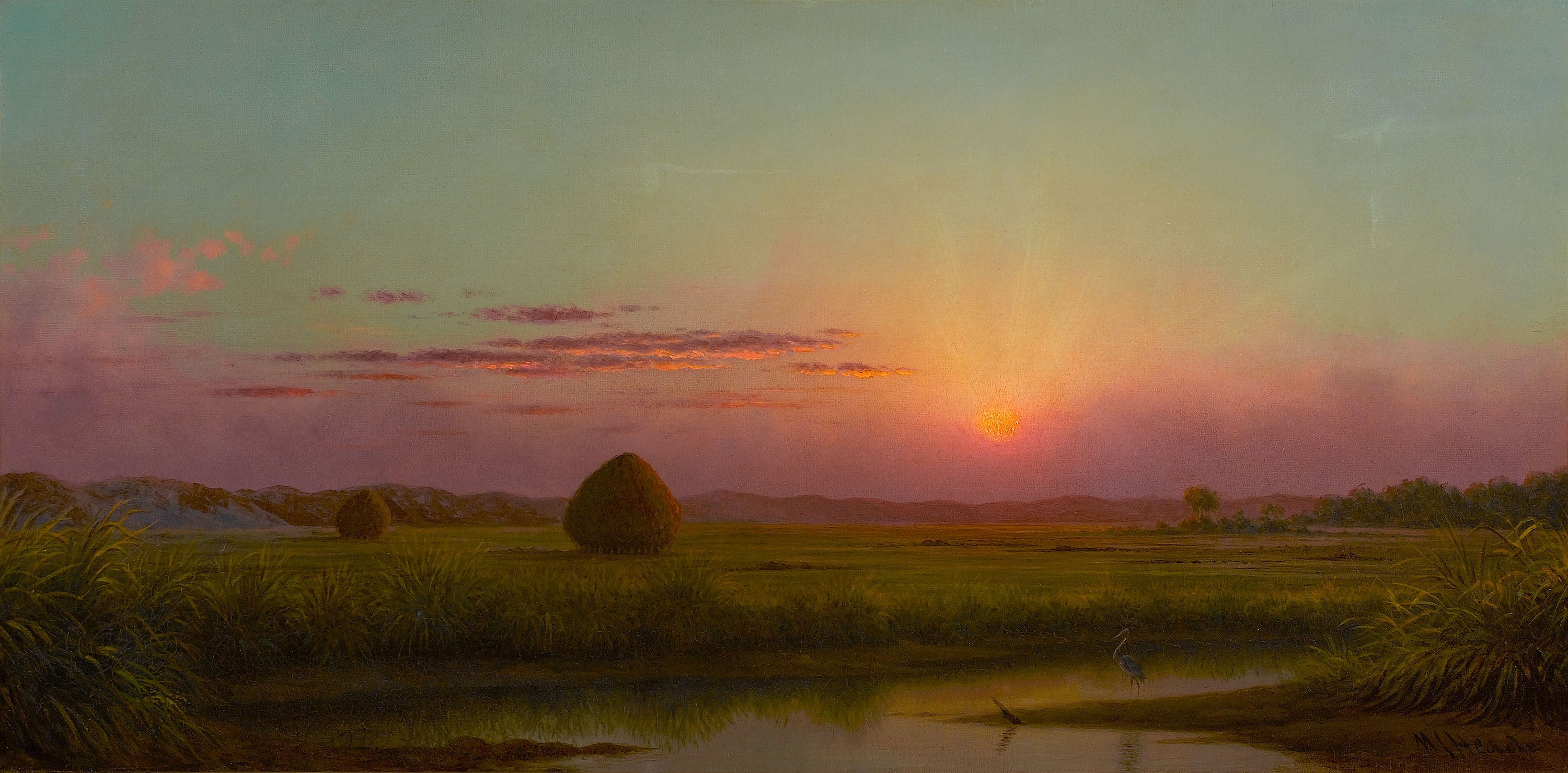 Coucher de soleil sur le marais - Martin Johnson Heade