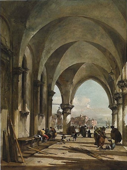 Les arches du palais Dodge Venise en direction de la basilique San Giorgio Maggiore - Francesco Guardi - Alpha