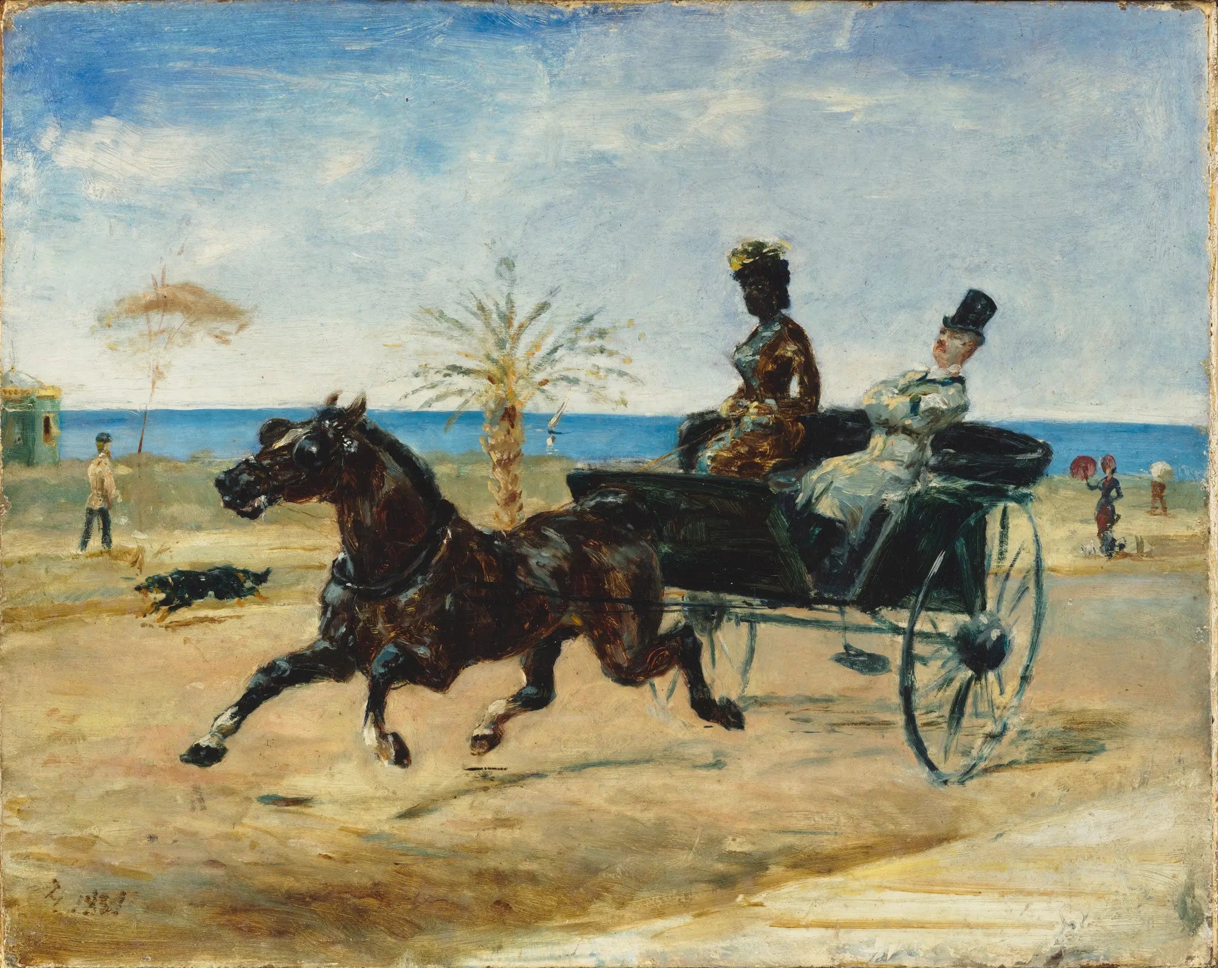 Reproduction du tableau « Anne Justine Angèle Delva de Dalmarie conduisant un cabriolet - Henri de Toulouse-Lautrec » par Alpha Reproduction en peinture à l’huile