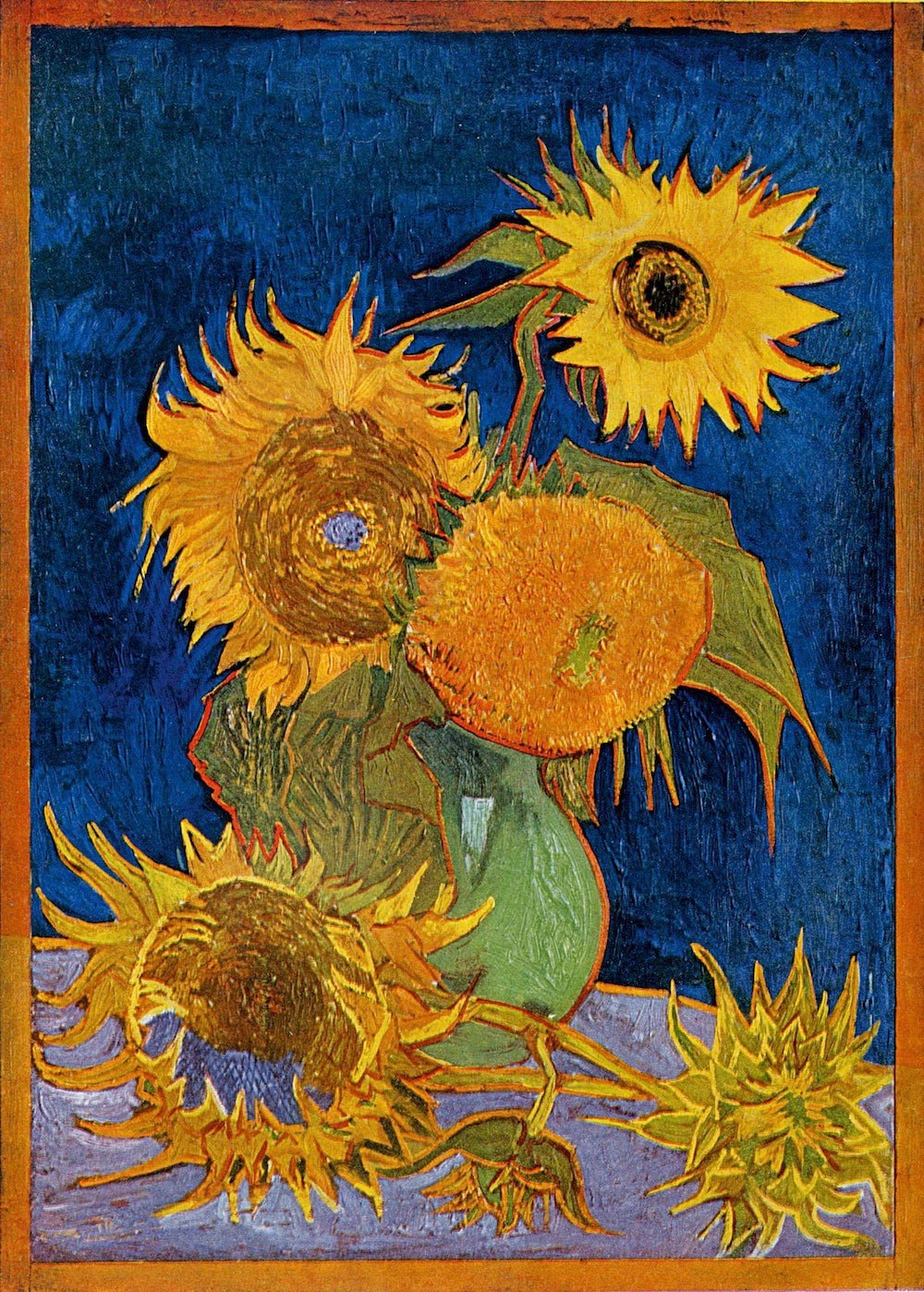 🌻 ひまわり（ロイヤルブルーの背景）– ヴィンセント・ヴァン・ゴッホ（1888年）