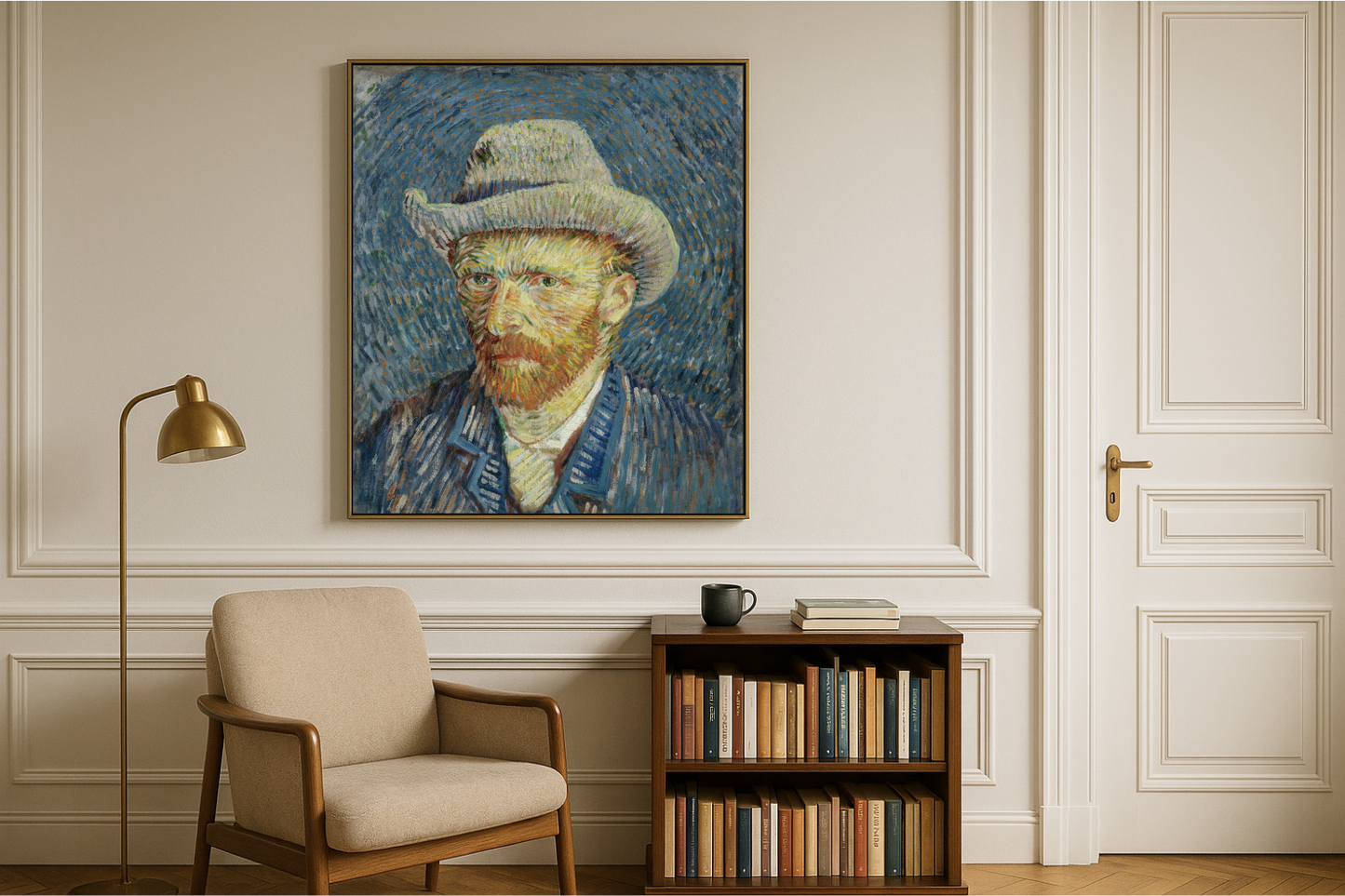 🎩 グレーのフェルト帽をかぶった自画像 – ヴィンセント・ヴァン・ゴッホ (1887–1888)