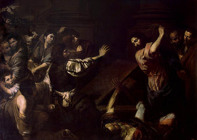 Expulsion des changeurs de monnaie du temple - Valentin de Boulogne
