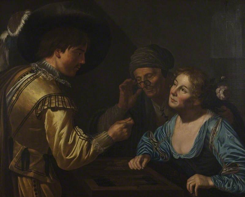 Les joueurs de backgammon (à la manière de Jan van Bijlert) - Valentin de Boulogne