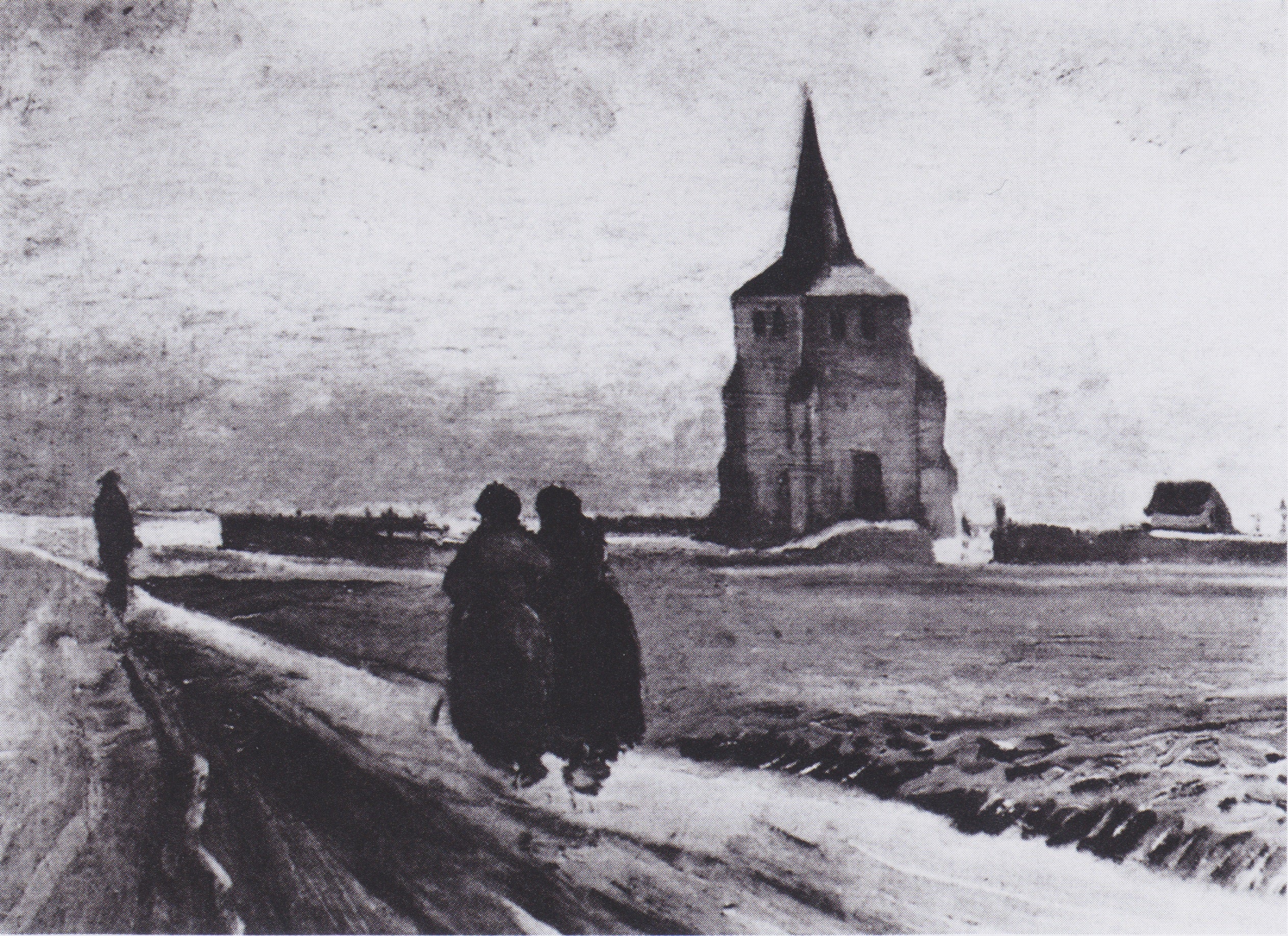 Reproduction du tableau « La vieille tour de Nuenen avec des passants - Vincent van Gogh » par Alpha Reproduction en peinture à l’huile