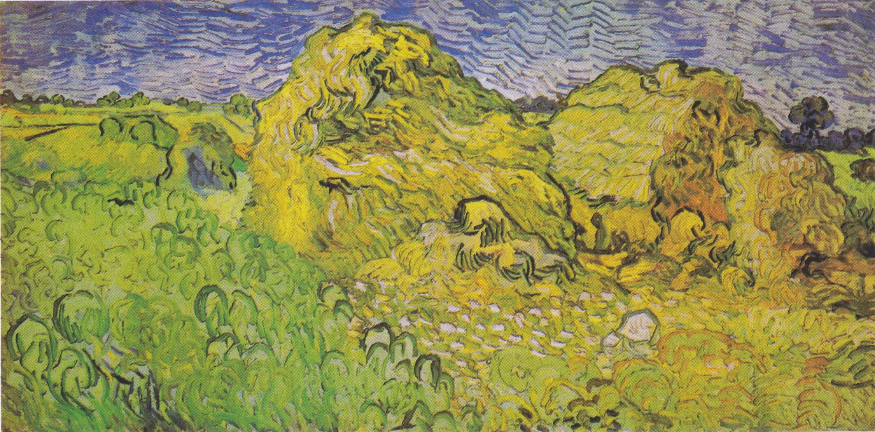 Reproduction du tableau « Champ aux meules de blé - Vincent van Gogh » par Alpha Reproduction en peinture à l’huile