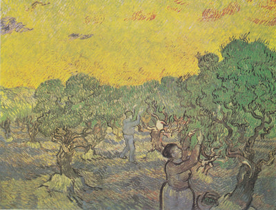 Reproduction du tableau « Oliveraie avec figurines de cueillette - Vincent van Gogh » par Alpha Reproduction en peinture à l’huile