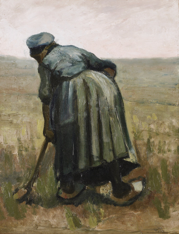 🧑‍🌾 後ろ姿の農婦が掘っている様子 – ヴィンセント・ヴァン・ゴッホ (1885)