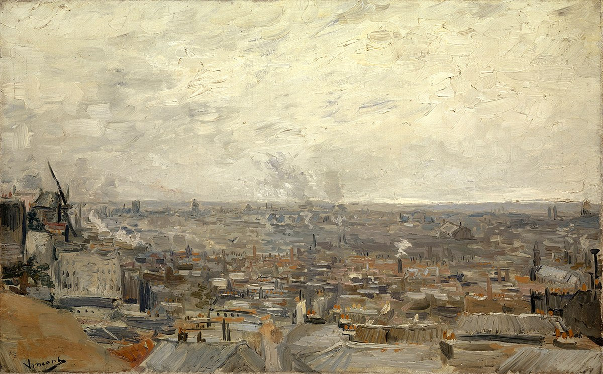 🏙️ モンマルトルからのパリの眺め – ヴィンセント・ヴァン・ゴッホ（1886年）