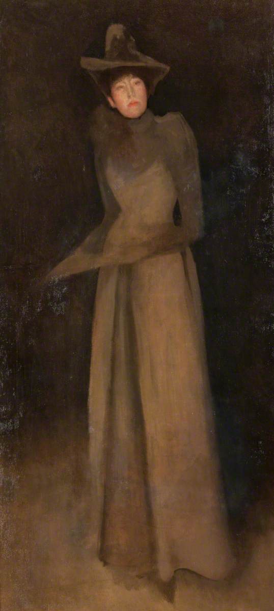 Reproduction du tableau « Harmonie en brun : Le chapeau de feutre vers 1890 - James Abbott McNeill Whistler » par Alpha Reproduction en peinture à l’huile