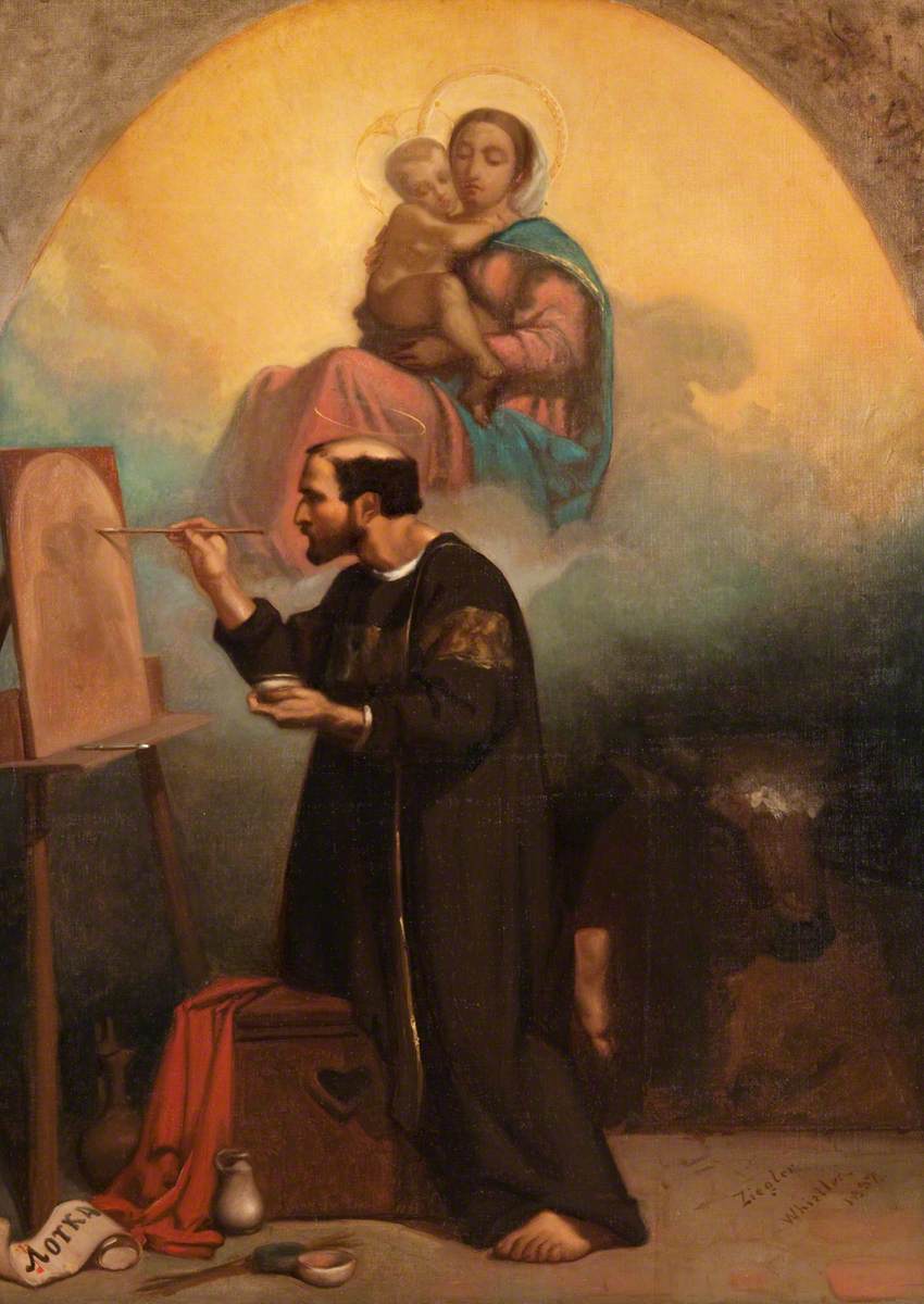 Reproduction du tableau « Vision de Saint Luc (copie de Jules-Claude Ziegler) - James Abbott McNeill Whistler » par Alpha Reproduction en peinture à l’huile
