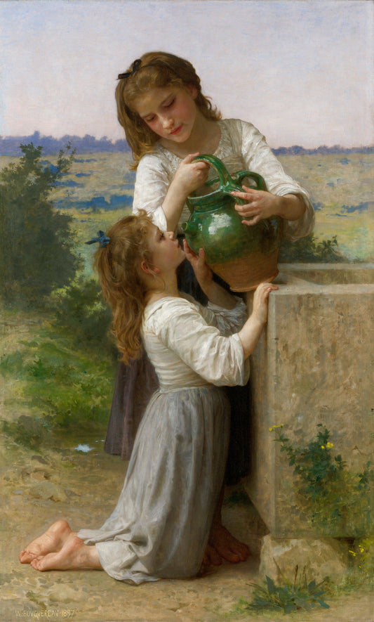 Reproduction du tableau « À la fontaine - Bouguereau » par Alpha Reproduction en peinture à l’huile
