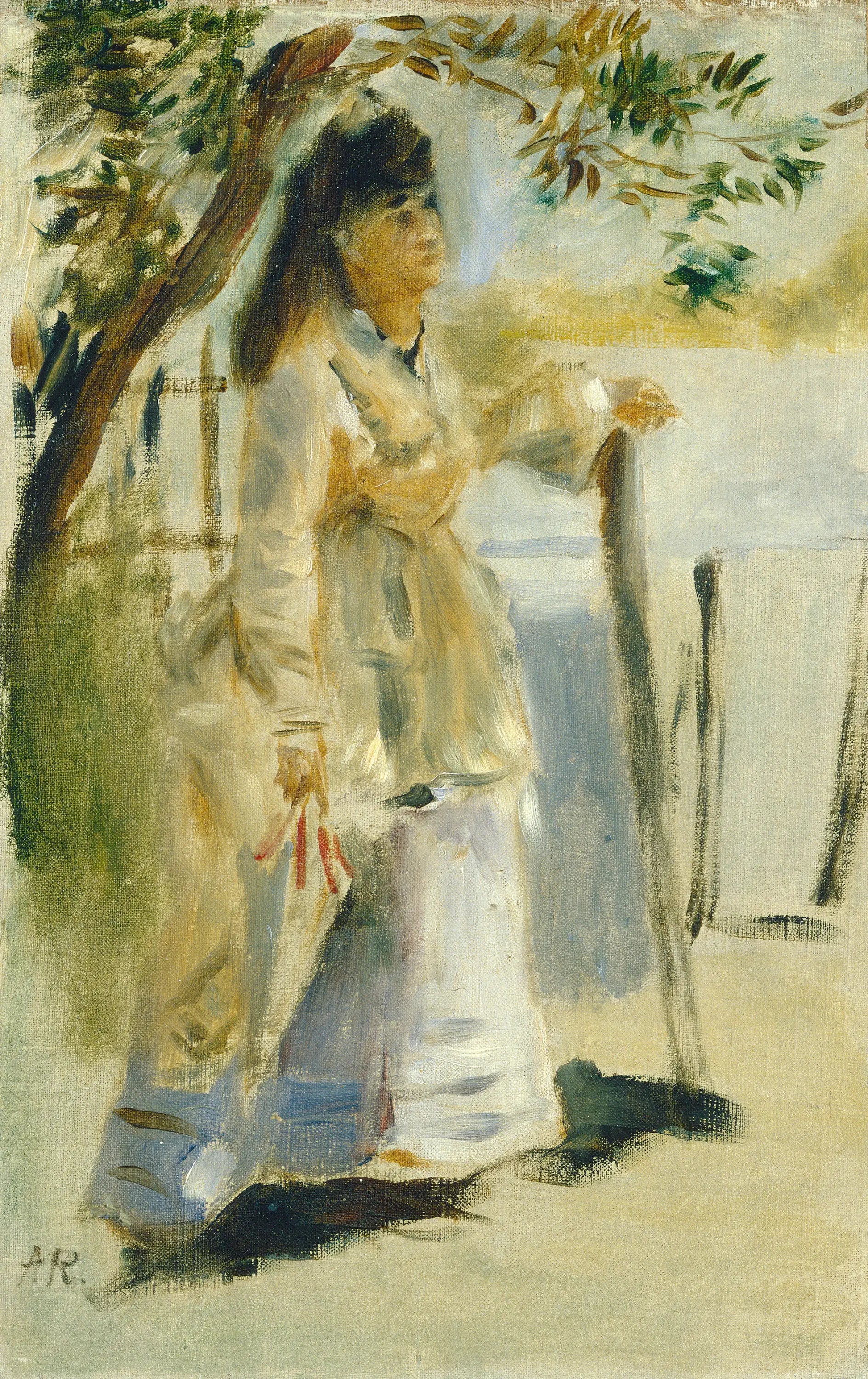 Reproduction du tableau « Femme près d'une clôture - Pierre-Auguste Renoir » par Alpha Reproduction en peinture à l’huile