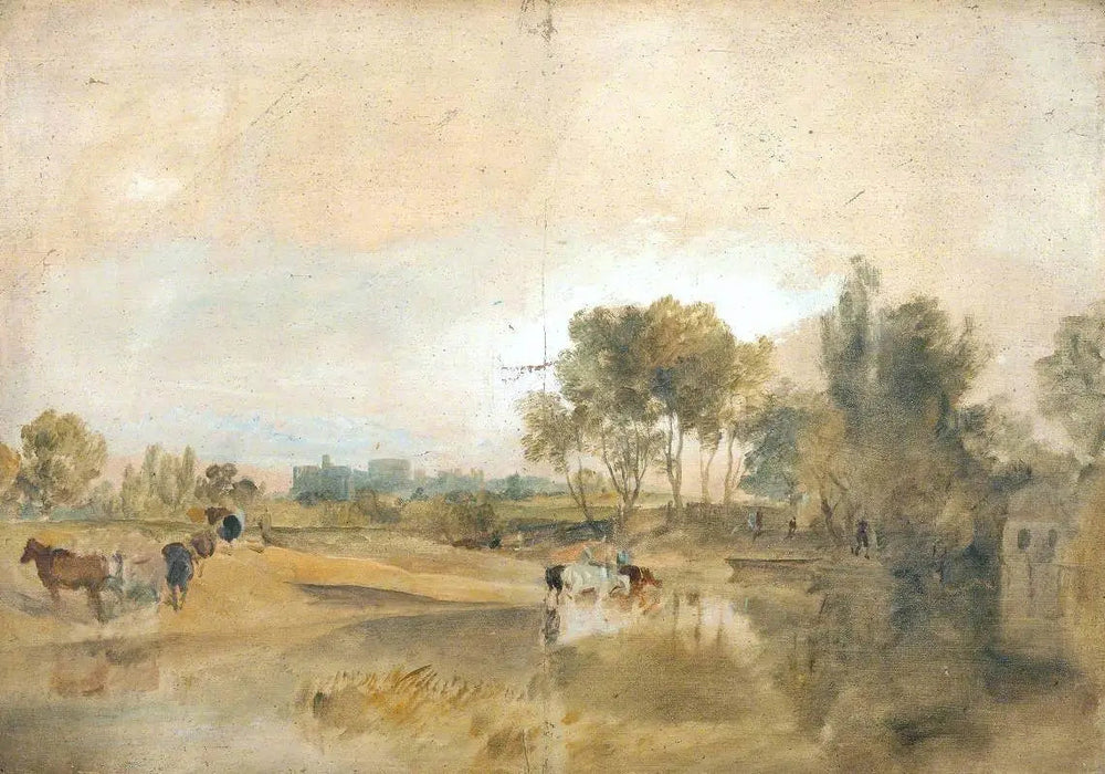 A Thames Backwater with Windsor Castle in the Distance - J. M. W. Turner image 1 copie peinte à la main à l’huile