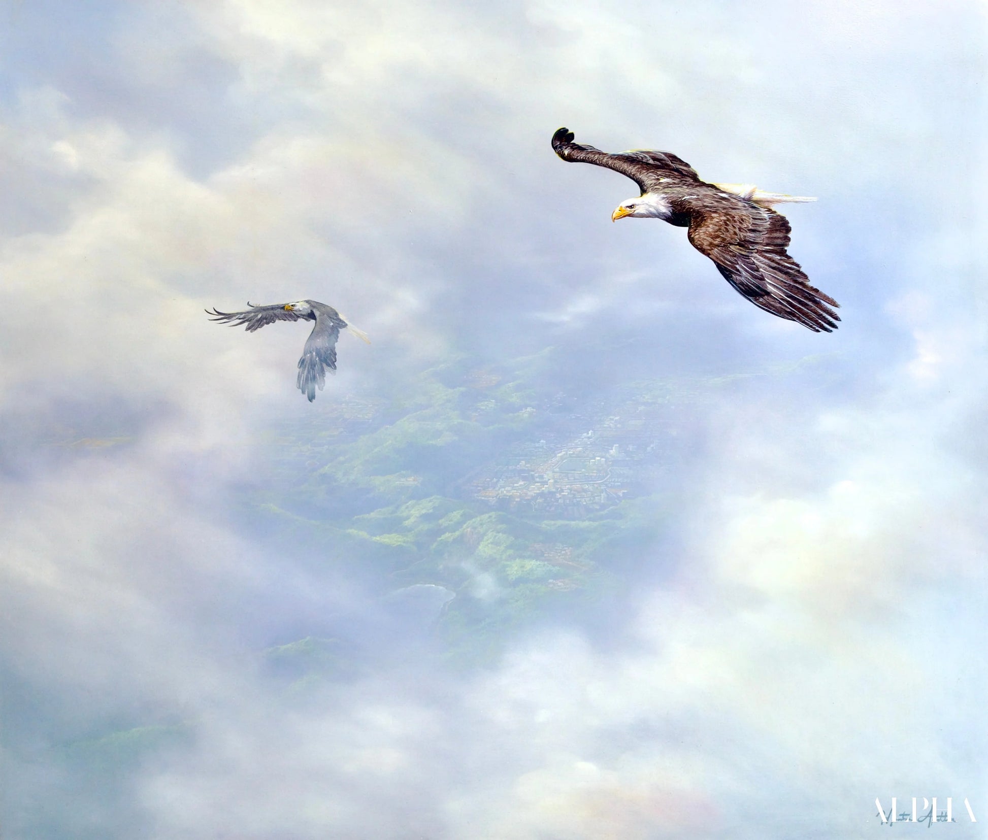 Aigles en Vol | 200 x 170 cm Reproductions de tableaux à la peinture à l’huile