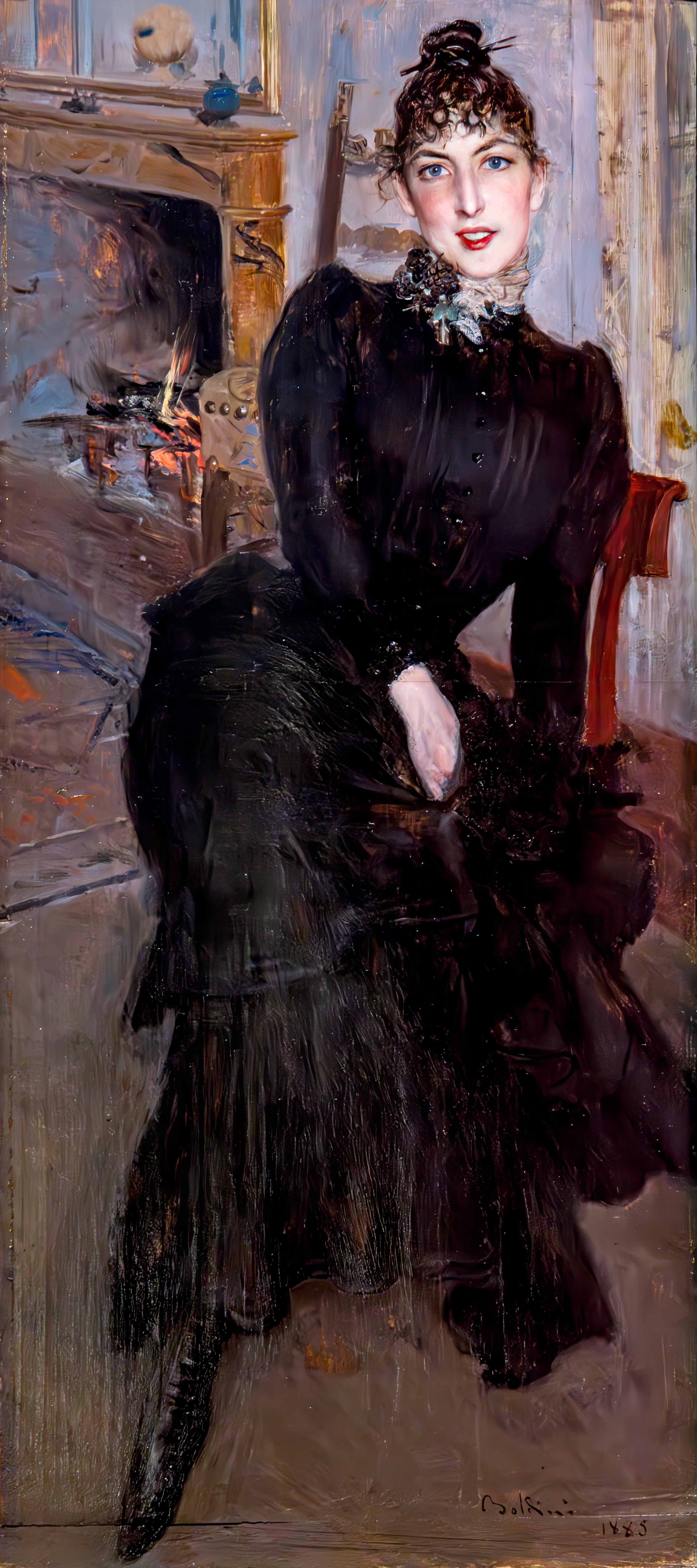 Alaide Banti au coin du feu - Giovanni Boldini - Alpha Reproduction