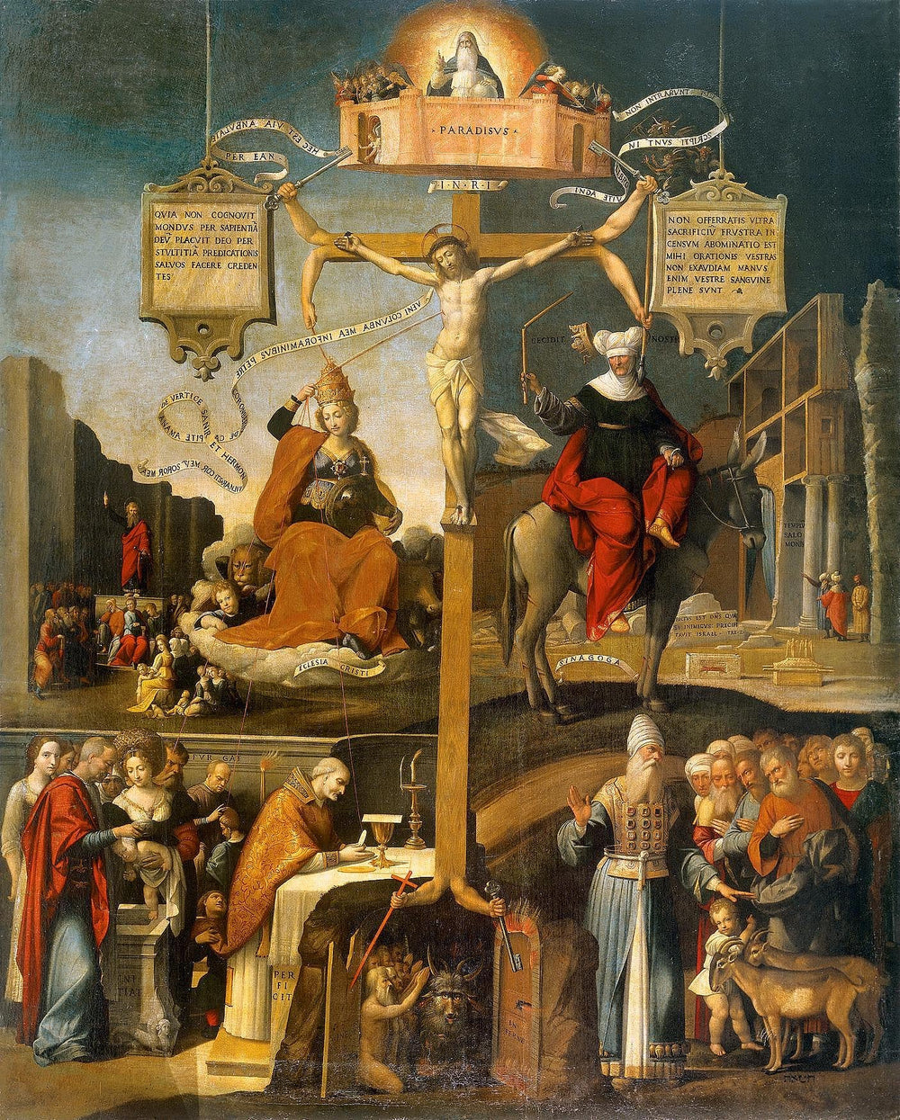 Allégorie de l'Ancien et du Nouveau Testament (Synagogue et Église du Christ) - Benvenuto Tisi image 1 copie de tableau peinte à la main