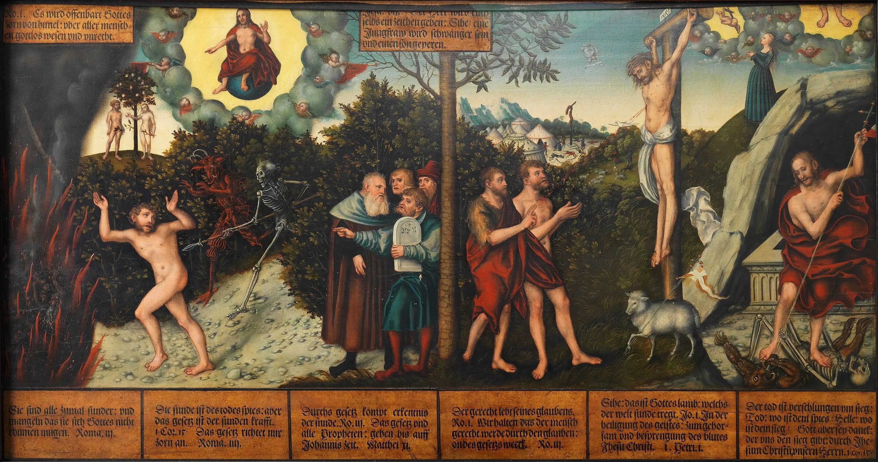 Allégorie de la loi et de la grâce - Lucas Cranach the Elder image 1 reproduction de peinture à l’huile