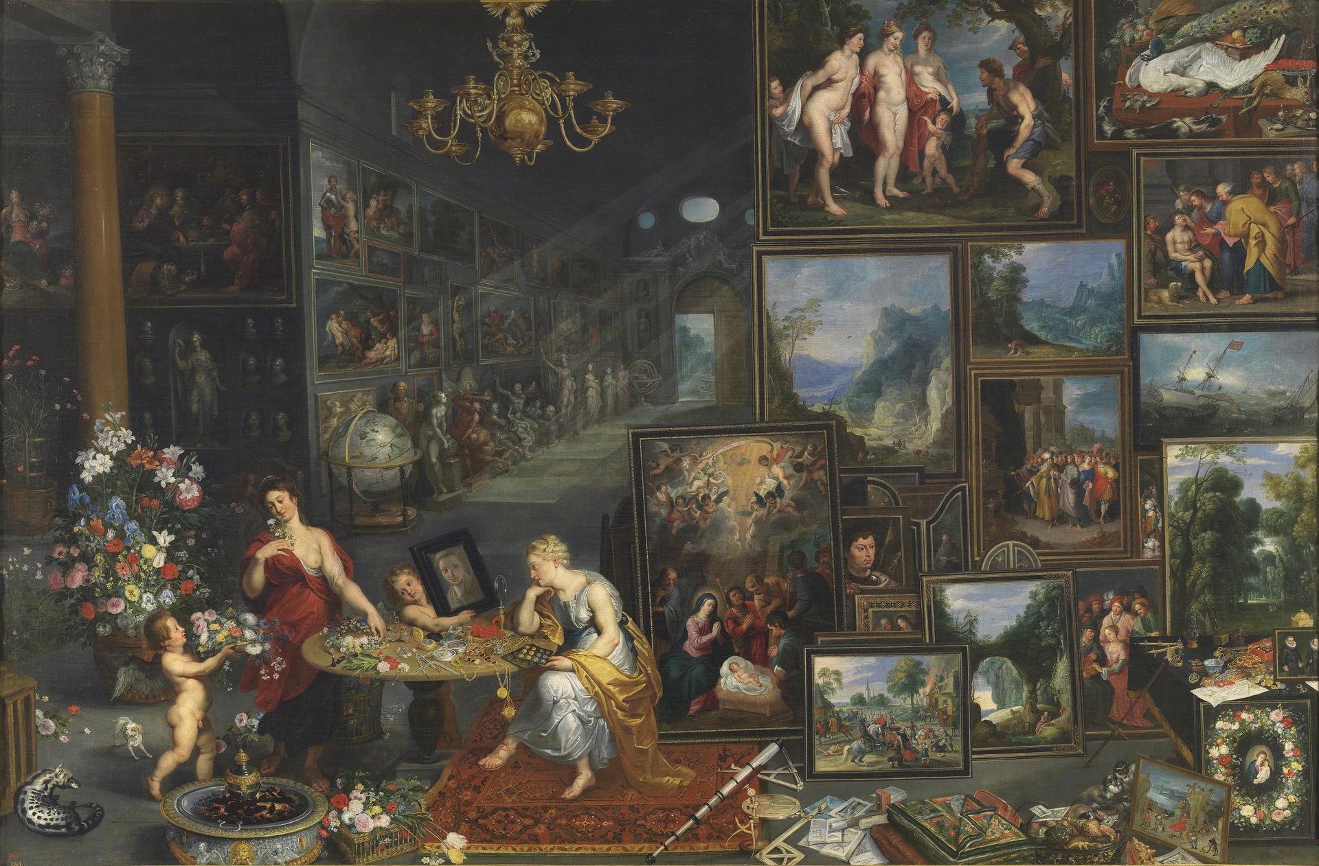 L'Allégorie de la vue et de l'odorat - Jan Brueghel le Jeune|Sébastien Vrancx|Frans II Francken|Jan Brueghel l'Ancien|Hendrick van Balen