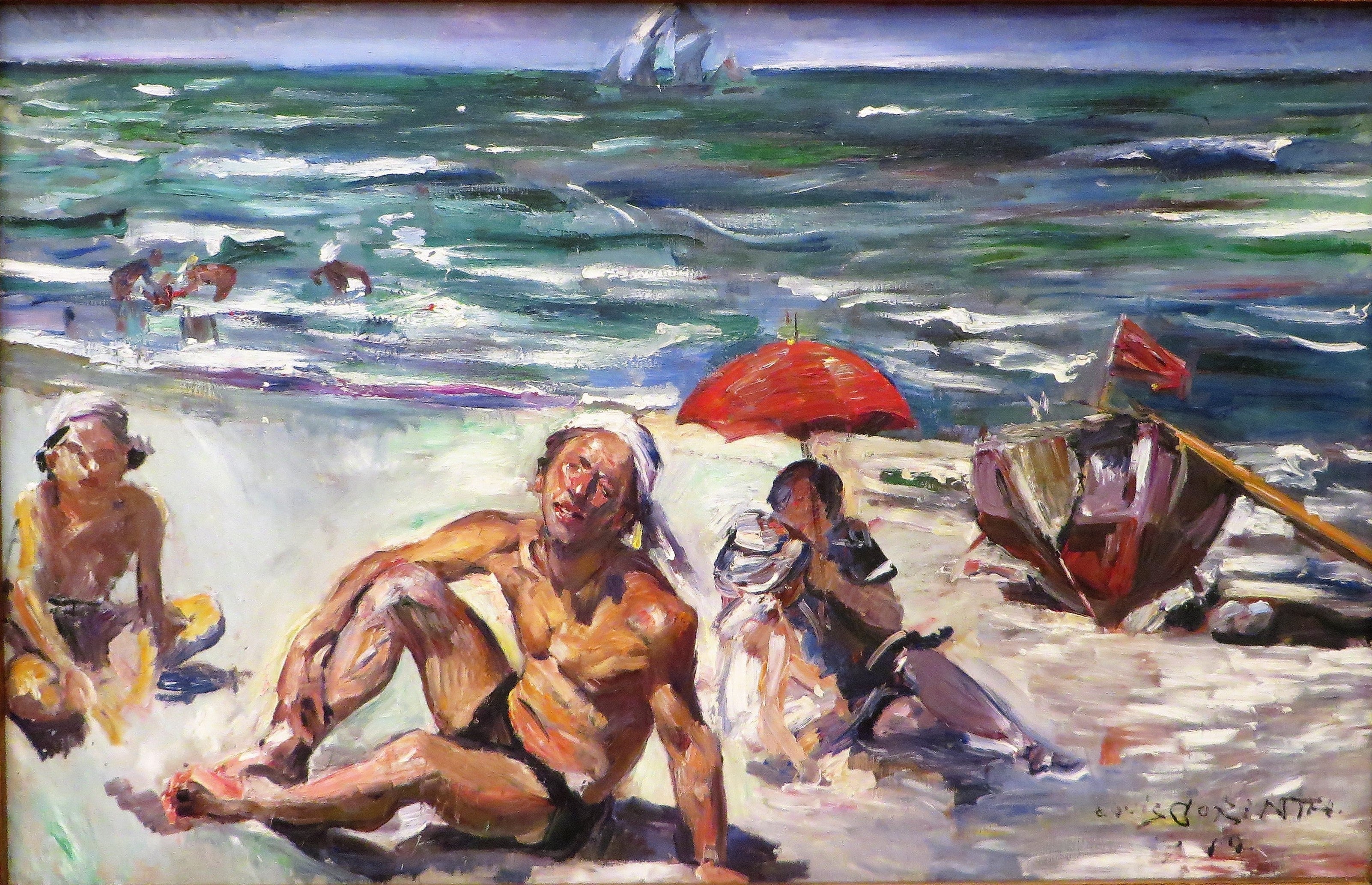 Am Strand von Forte dei Marmi - Lovis Corinth image 1 copie peinte à la main à l’huile