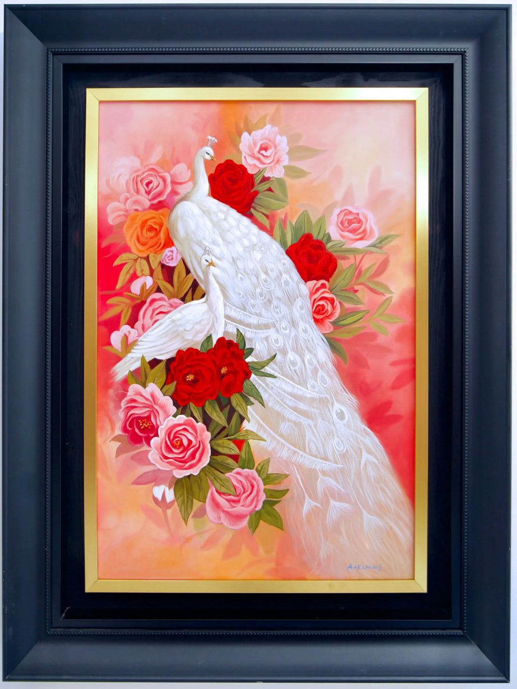 Amour et Paon Blanc | 60 x 90 cm image 4 reproduction de peinture à l’huile