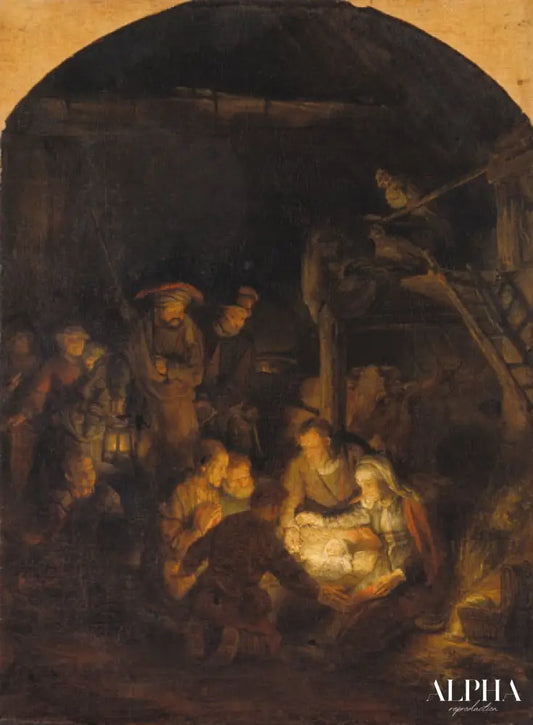 Anbetung der Hirten - Rembrandt van Rijn - Reproductions de tableaux et peintures haut de gamme