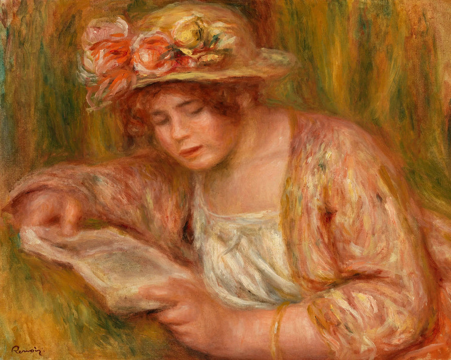帽子をかぶったアンドレ、読書中（アンドレ en chapeau, lisant） - ピエール＝オーギュスト・ルノワール