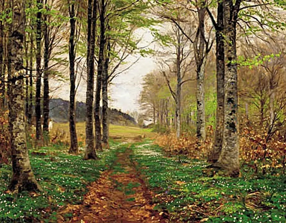 Anémones dans une forêt au printemps. - H. A. Brendekilde - Alpha Reproduction