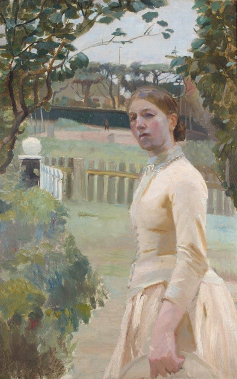 Anna Ancher dans le jardin, Markvej. - Michael Peter Ancher