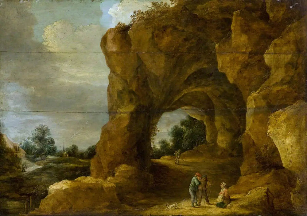 Arche rocheuse avec personnages - David Teniers le Jeune image 1 copie de tableau peinte à la main