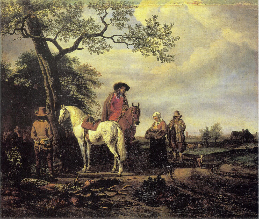 Arrêtez-vous sur le chemin - Adriaen van de Velde image 1 reproduction artisanale de tableau
