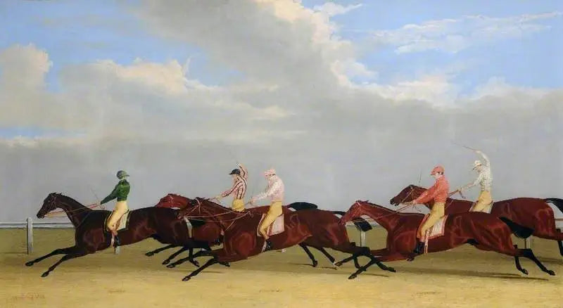 1827年の黄金杯の到着 - ジョン・フレデリック・ヘリング Sr.  

Source:
Arrivée de la Coupe d'Or de 1827 - John Frederick Herring, Sr.