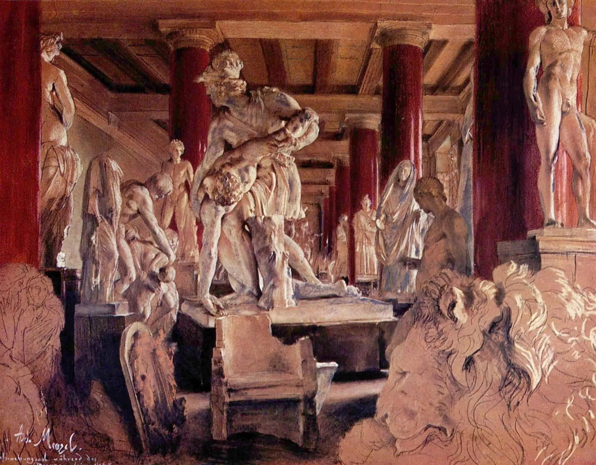 Aufbewahrungssaal während des Museumsumbaus - Adolph von Menzel image 1 tableau peint à l’huile sur toile