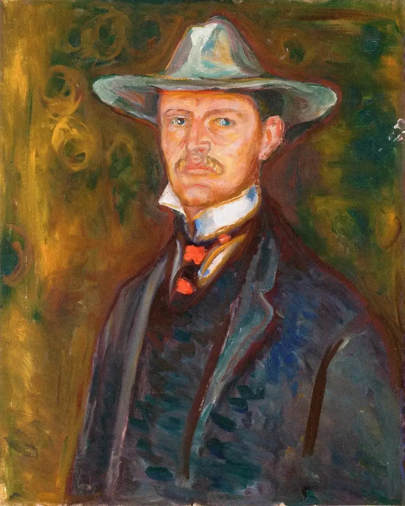 幅広の帽子をかぶった自画像 - エドヴァルド・ムンク