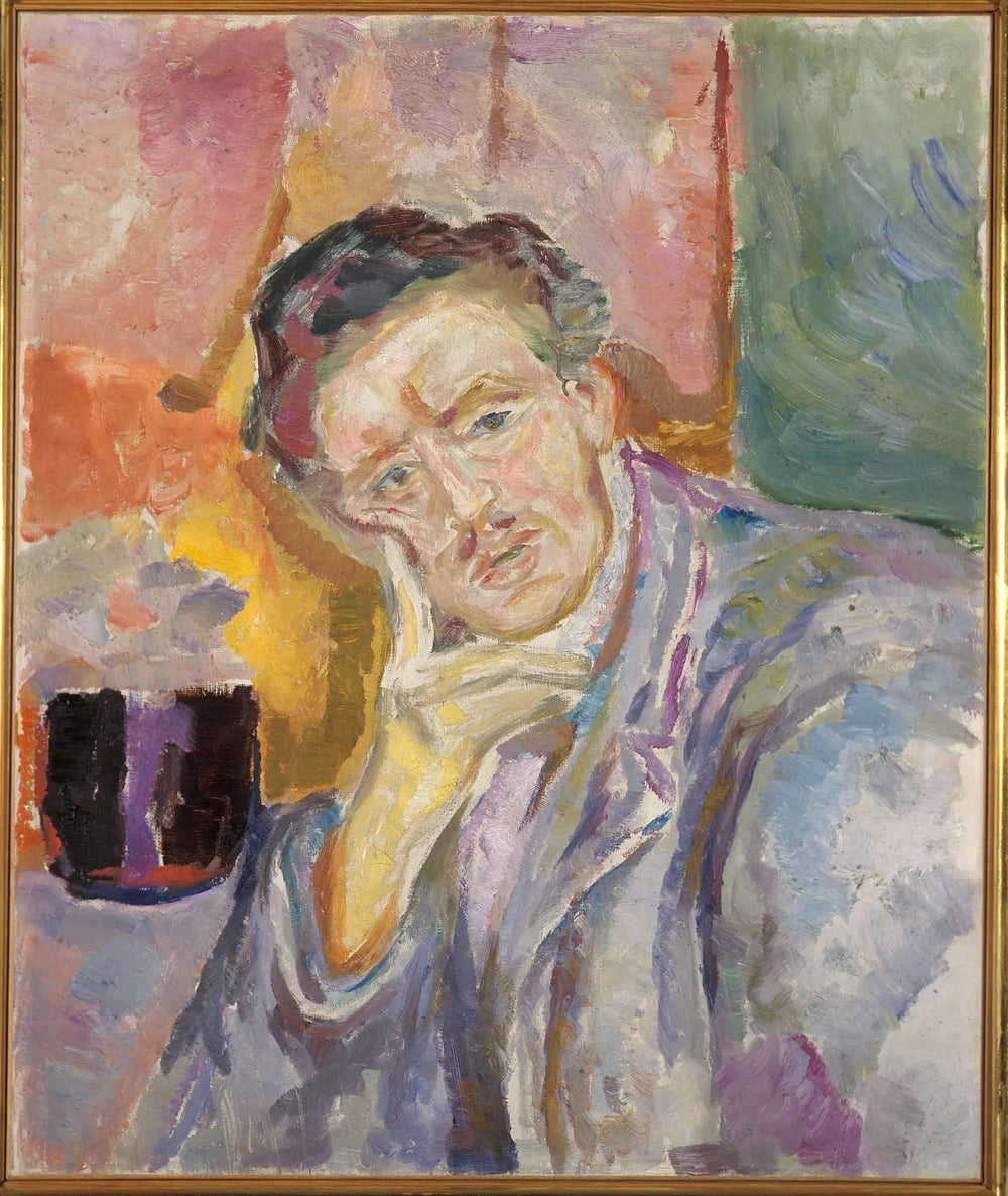 Autoportrait aux mains sous les joues - Edvard Munch image 1 tableau peint à l’huile sur toile