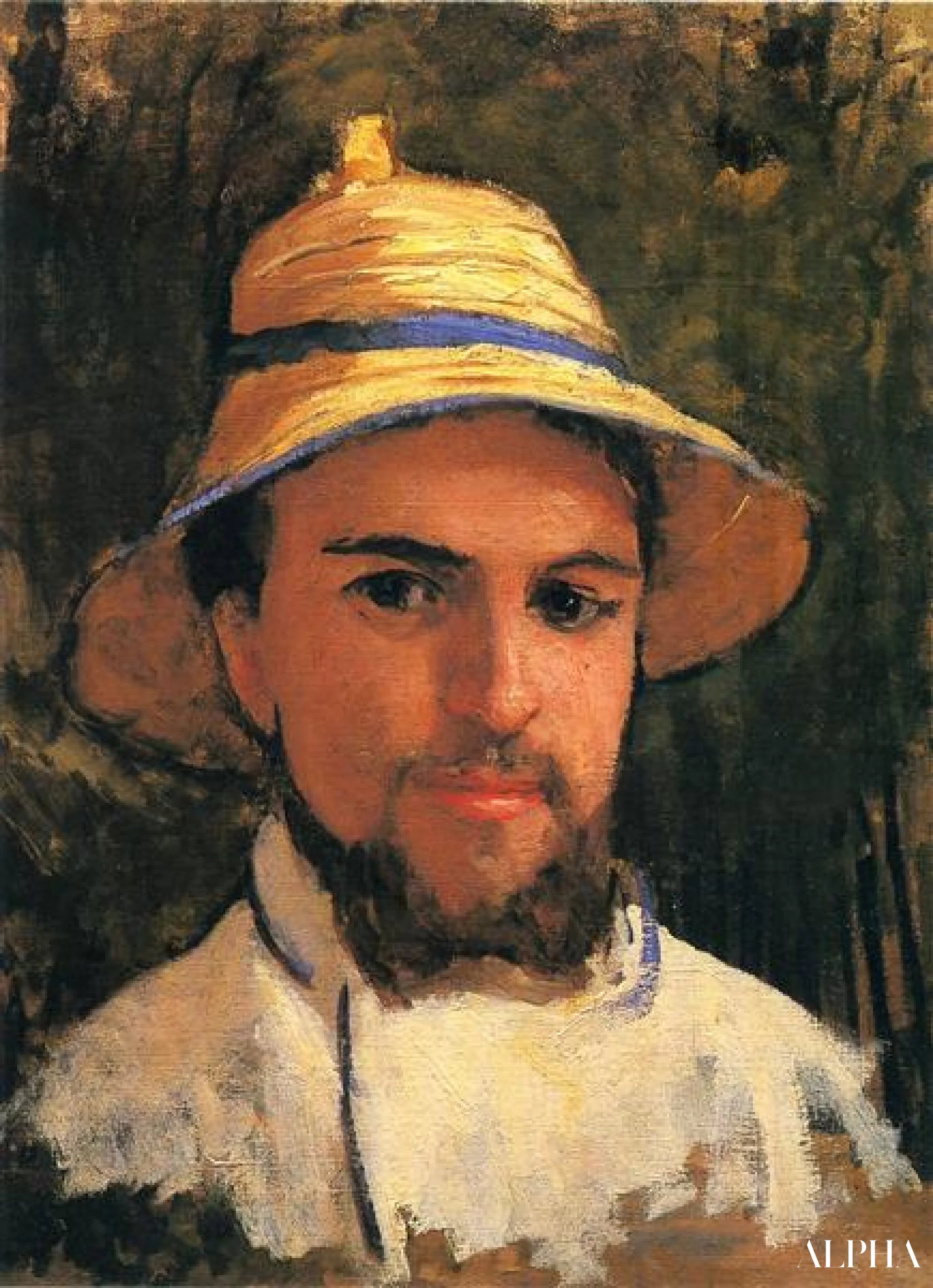 とんがりヘルメットをかぶった自画像 - Caillebotte - 高級絵画および絵画の複製