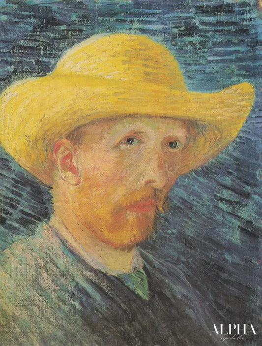 Autoportrait avec chapeau de paille - Van Gogh - Reproductions de tableaux et peintures haut de gamme