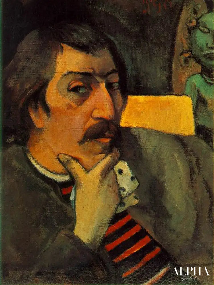 Autoportrait avec l'idole 1893 - Paul Gauguin - Reproductions de tableaux et peintures haut de gamme