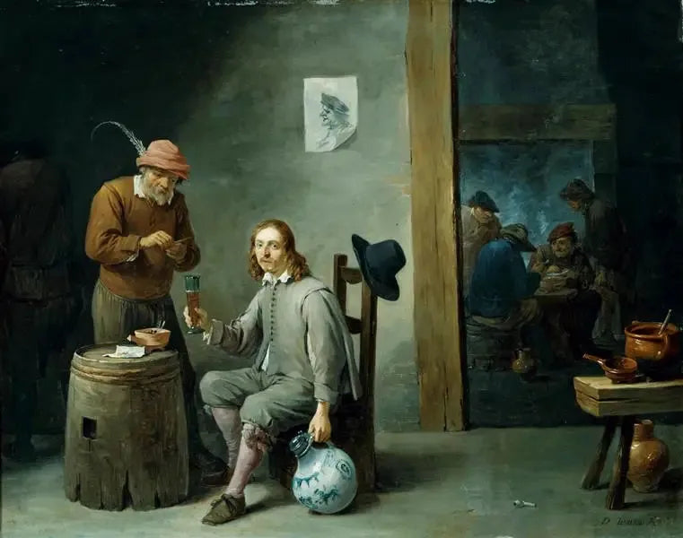 autoportrait dans un cabaret - David Teniers le Jeune image 1 tableau peint à l’huile sur toile