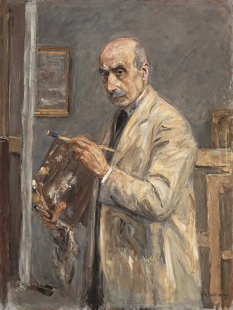 Autoportrait en blouse de peinture (Selbstbildnis im Malkittel) - Max Liebermann image 1 copie de tableau peinte à la main