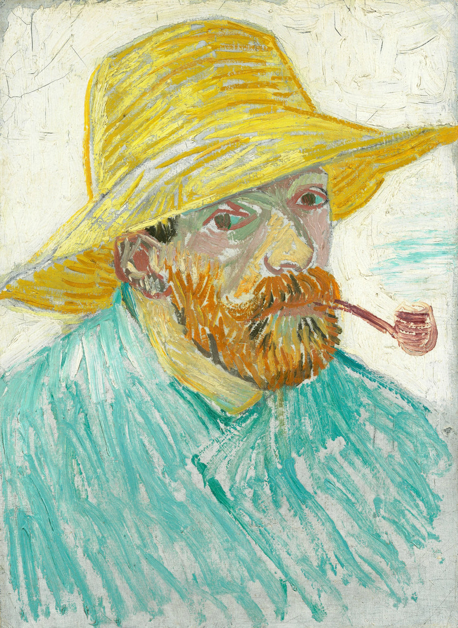 麦わら帽子とパイプを持つ自画像 - Vincent van Gogh