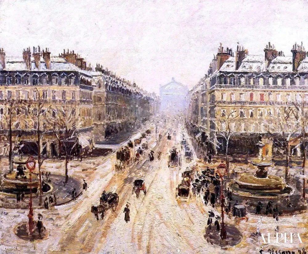 Avenue de l'Opéra - Effet de la neige - Camille Pissarro - Reproductions de tableaux et peintures haut de gamme