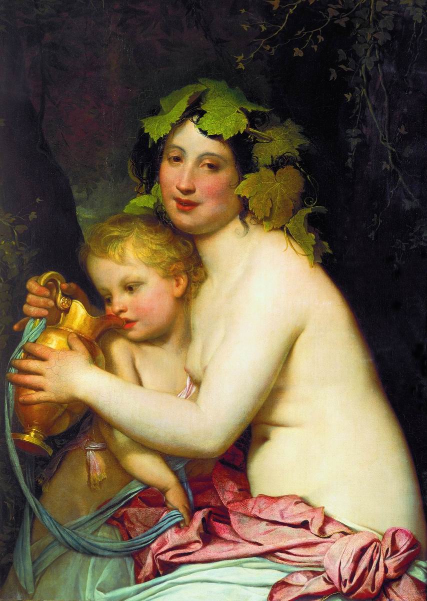 Bacchante jouant avec Cupidon du vin - Fiodor Bruni image 1 reproduction réalisée par Alpha Reproduction