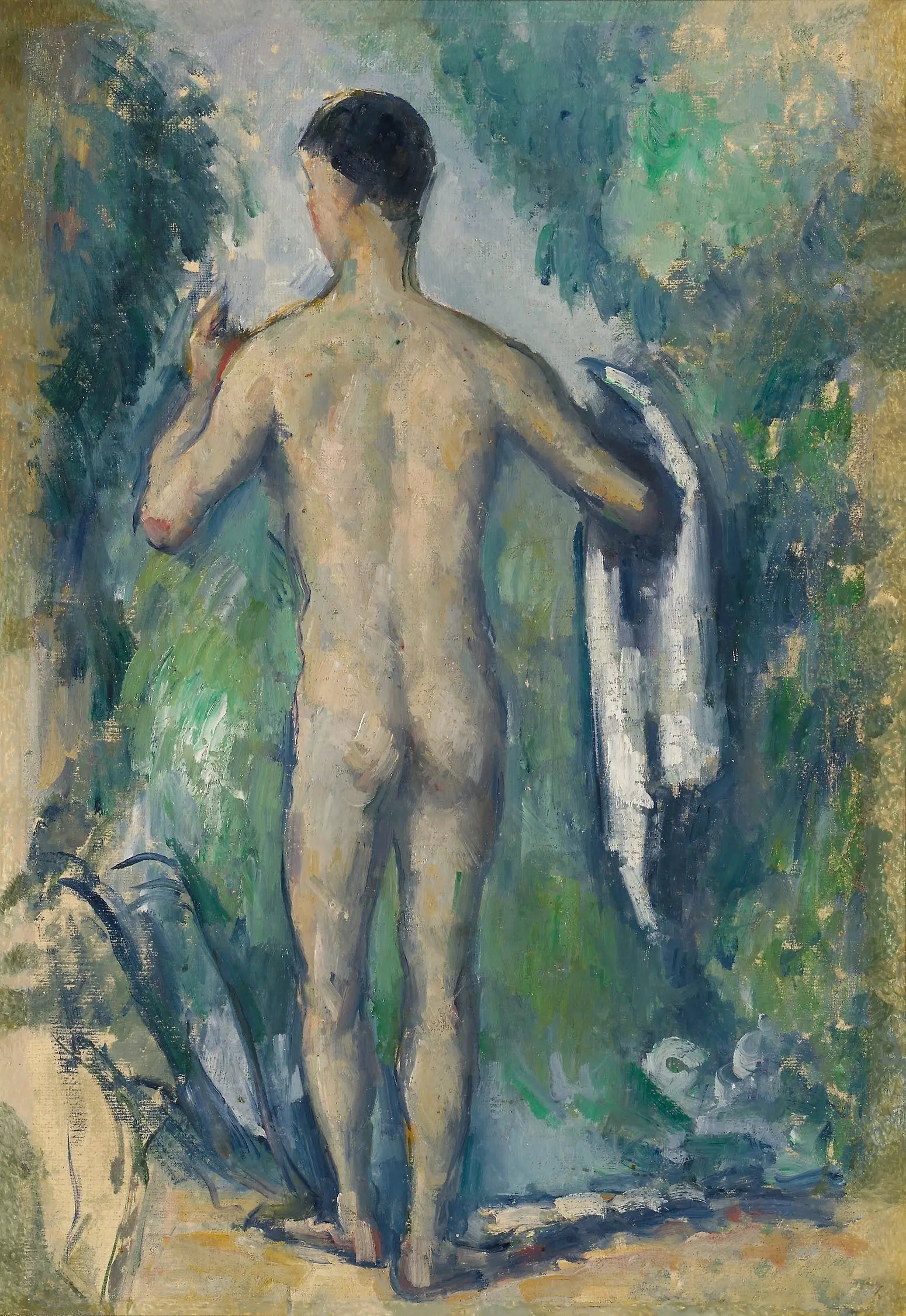 Reproduction du tableau « Baigneur debout, vu de dos - Paul Cézanne » par Alpha Reproduction en peinture à l’huile