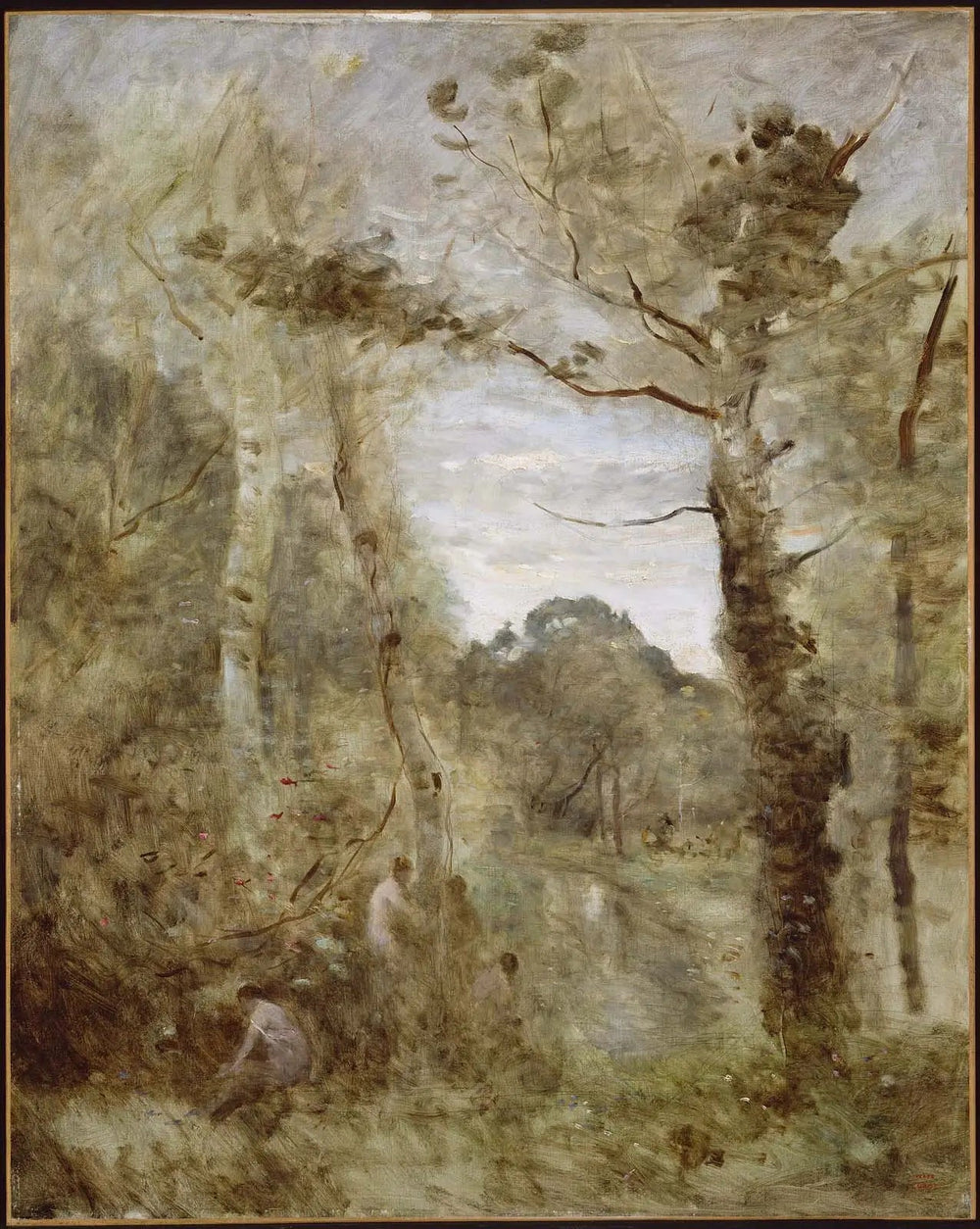 Baigneurs dans une clairière - Jean-Baptiste Camille Corot image 1 reproduction de peinture à l’huile