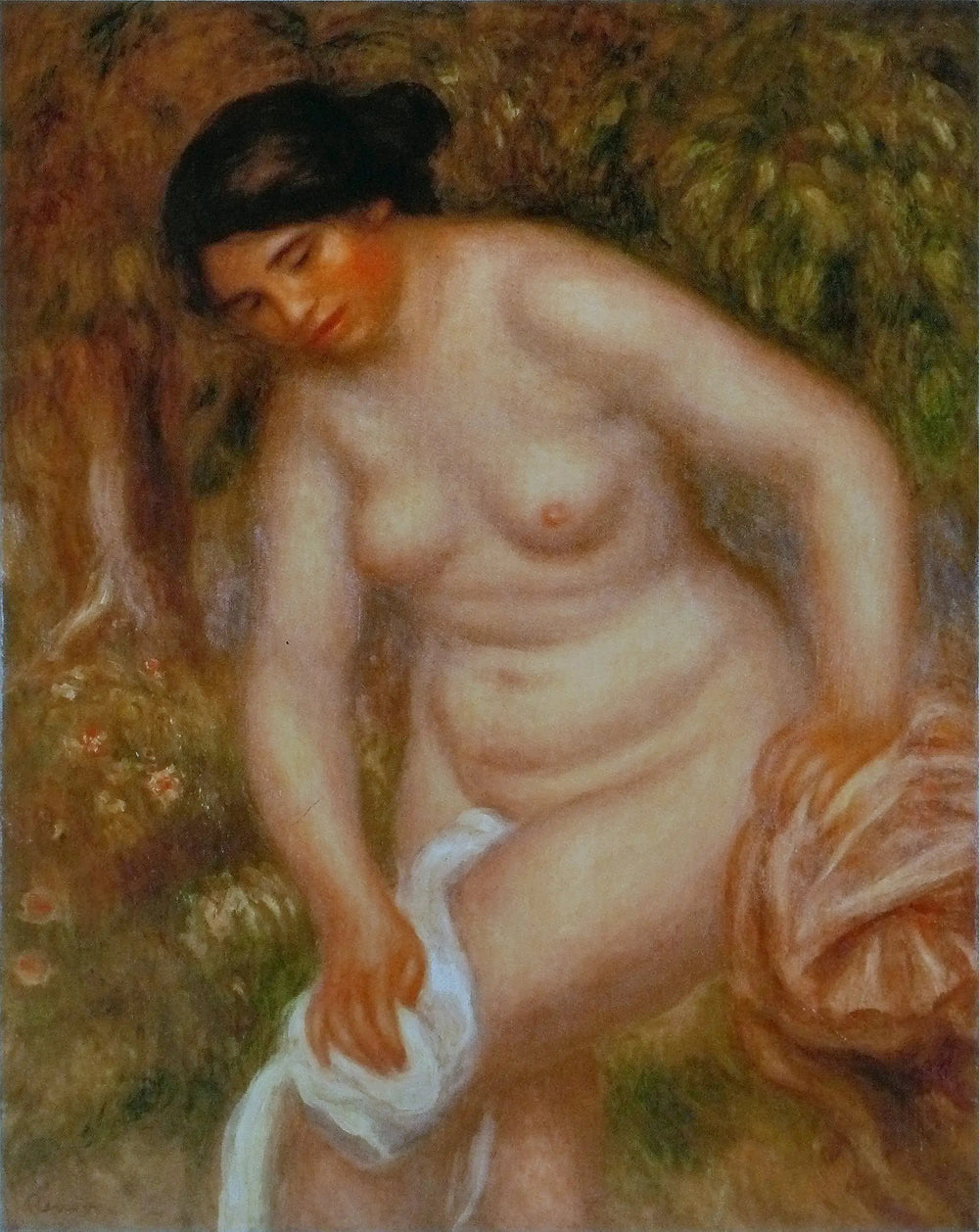 Baigneuse s'essuyant - Pierre-Auguste Renoir image 1 reproduction de peinture à l’huile