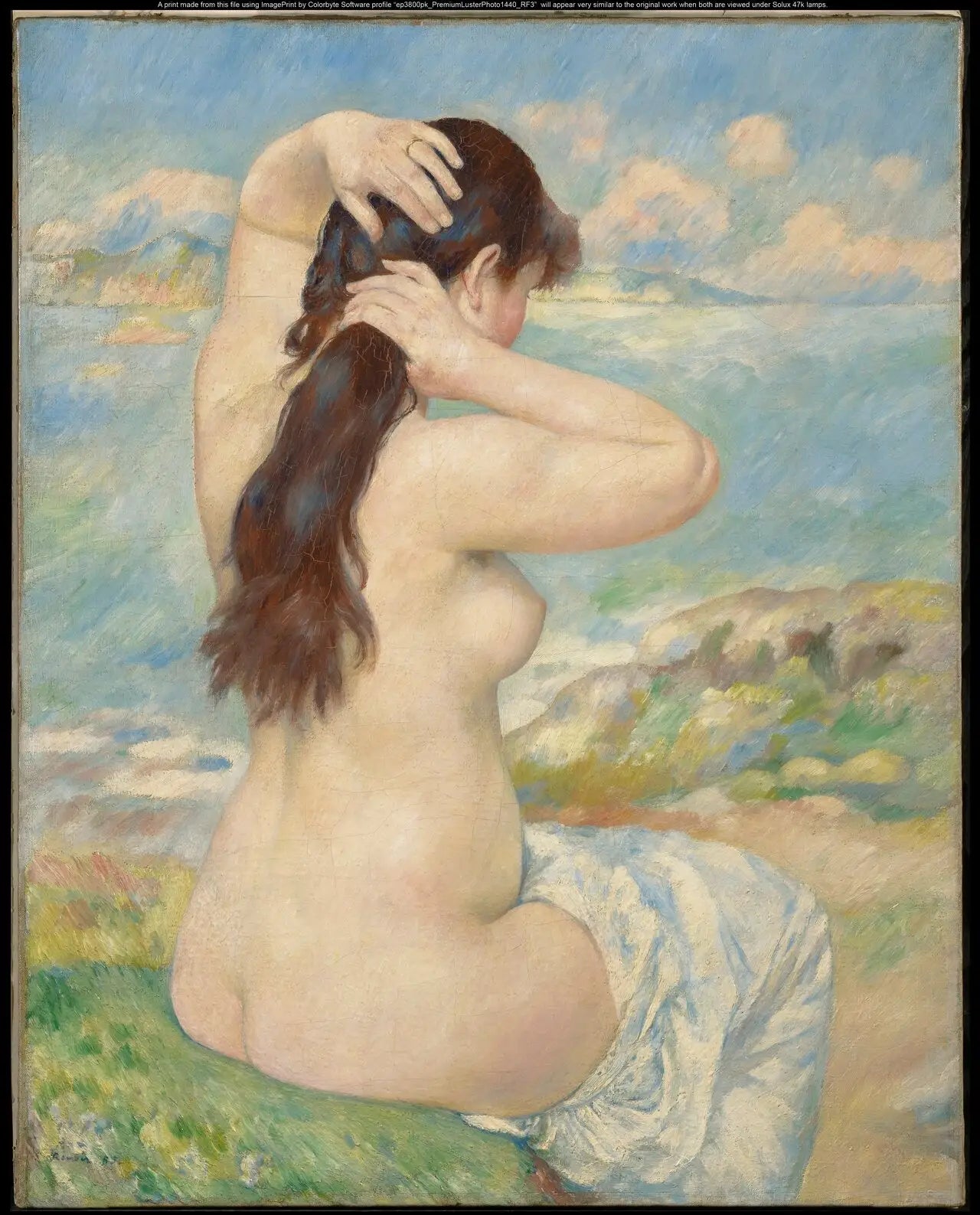 Baigneuse se coiffant - Pierre-Auguste Renoir image 1 copie de tableau peinte à la main