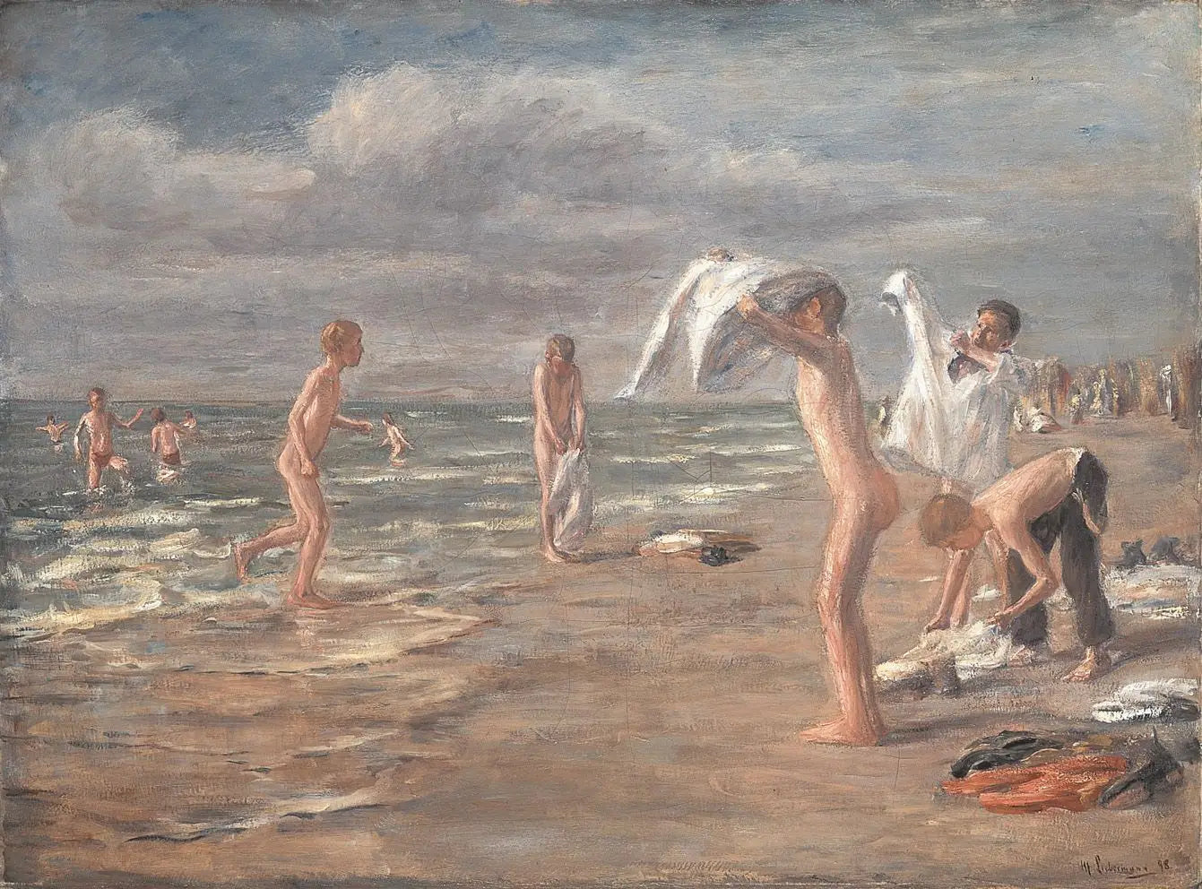 Bain des garçons - Max Liebermann image 1 copie peinte à la main à l’huile